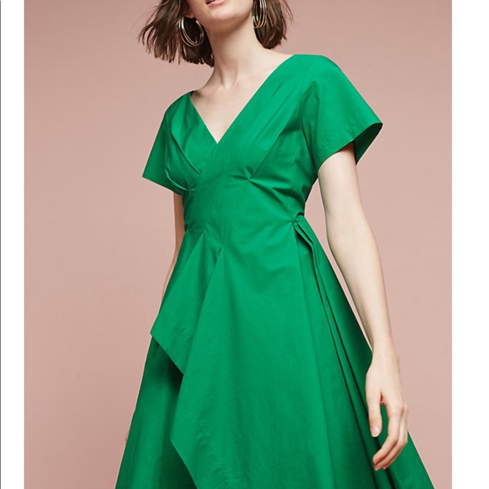 NWT Anthropologie Seamed Poplin Dress | Green